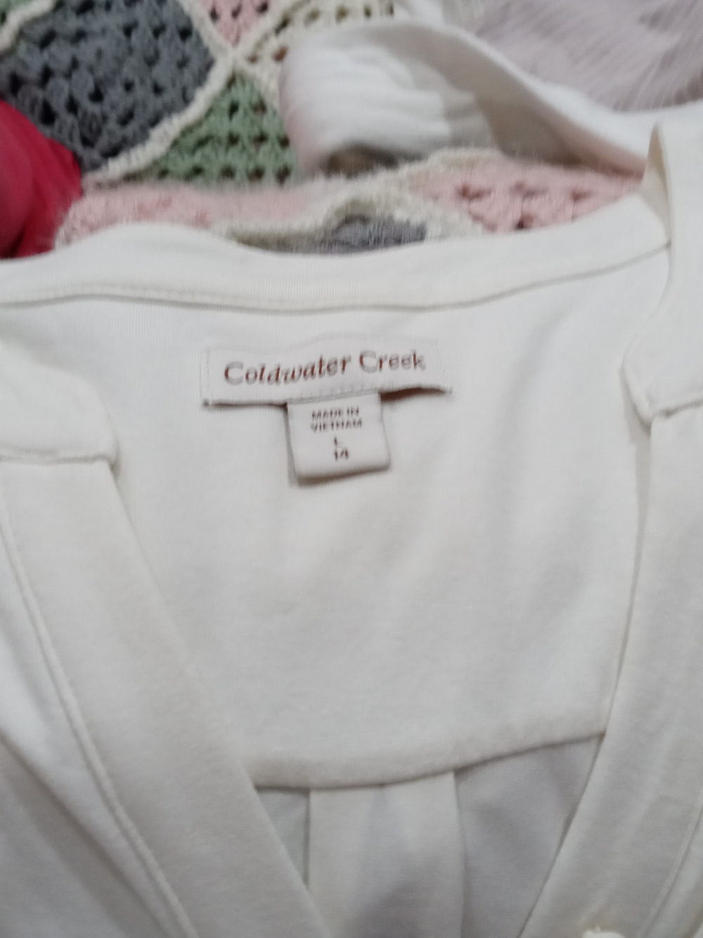 Coldwater Creek Cream V-Neck Button Top